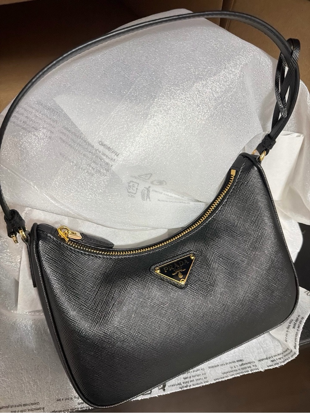 Prada Black Saffiano Leather Shoulder Bag